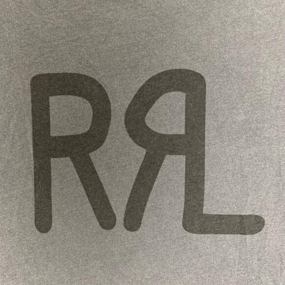 RRL Logo T-shirt Gray Men's XL Ralph Lauren Double RL Distressed - Picture 2 of 10